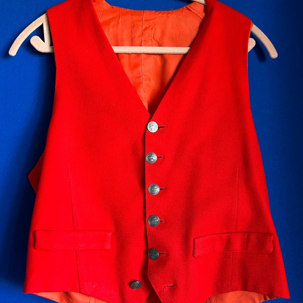 Vibrant Red Vest with Silver Buttons
